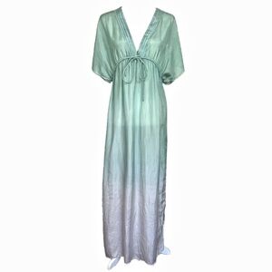 ANTHROPOLOGIE LILKA OMBRE SILK SHORT SLEEVE MAXI DRESS/COVER UP SIZE XS